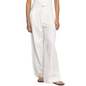 Modern Citizen Elegant White Wide-Leg Women's Pants Size L